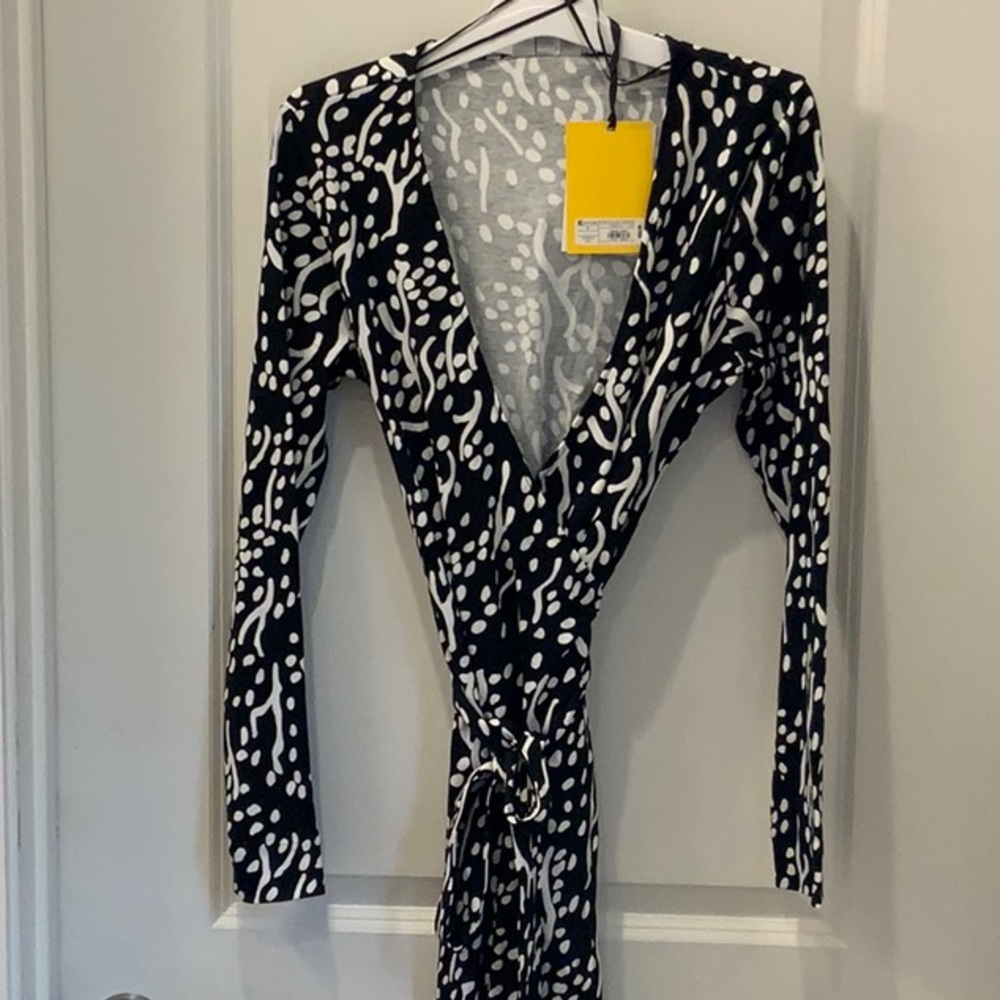 NWT Diane von Furstenberg x Target Midi Sea Spots Black Wrap Dress- S - Picture 7 of 8